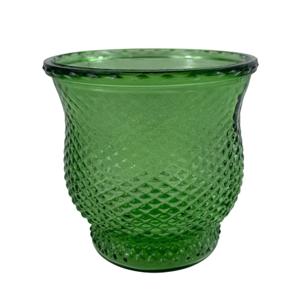EO Brody Co 4" High Green Glass Vase Diamond Pattern - Picture 4 of 11